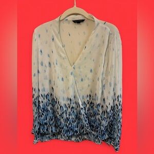 Elegant Blue and White Women's Top